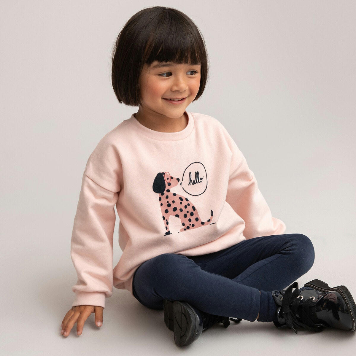 Sweat col rond en molleton, motif chien