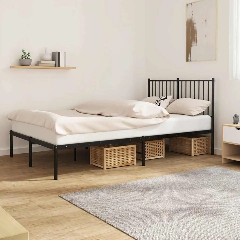 vidaXL - Metalen bed frame met hoofdbord - Zwart - 120x200 cm