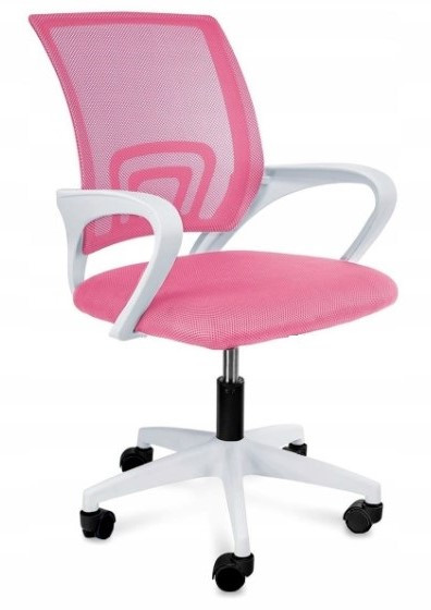 Ergonomiczny fotel obrotowy krzesło biurowe ALEX różowo biały różowy