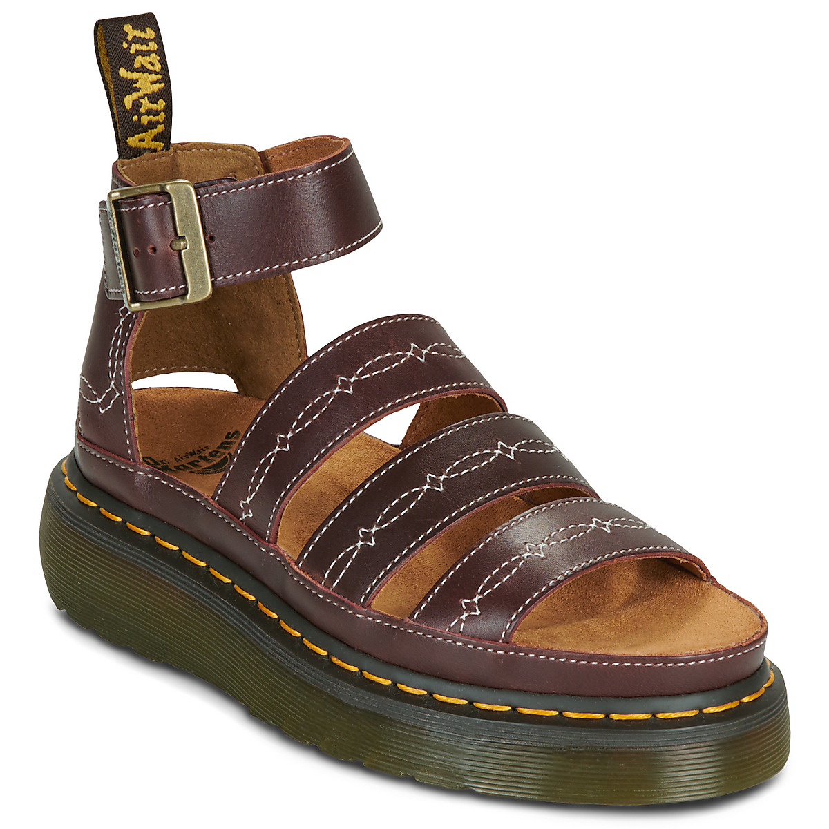 Dr. Martens - CLARISSA QUAD RODEO 3 STRAP SANDAL DARK BROWN CLASSIC PULL UP - Brown