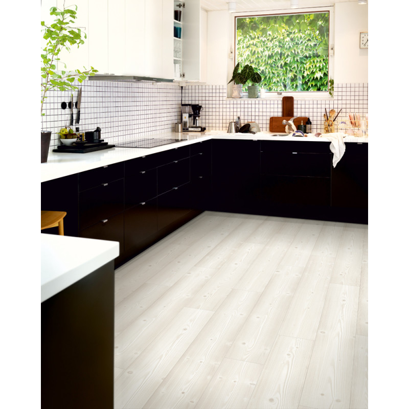 Sol stratifié Sensation Lame Moderne pin blanc brossé 1,82 m² PERGO