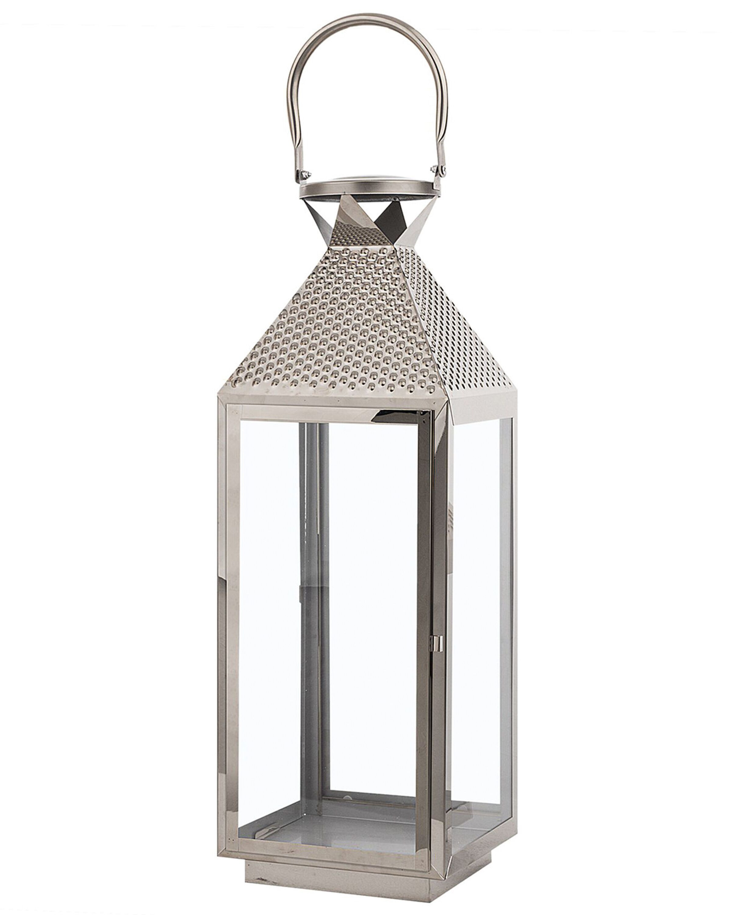 Lampion dekoracyjny 55 cm metal srebrny