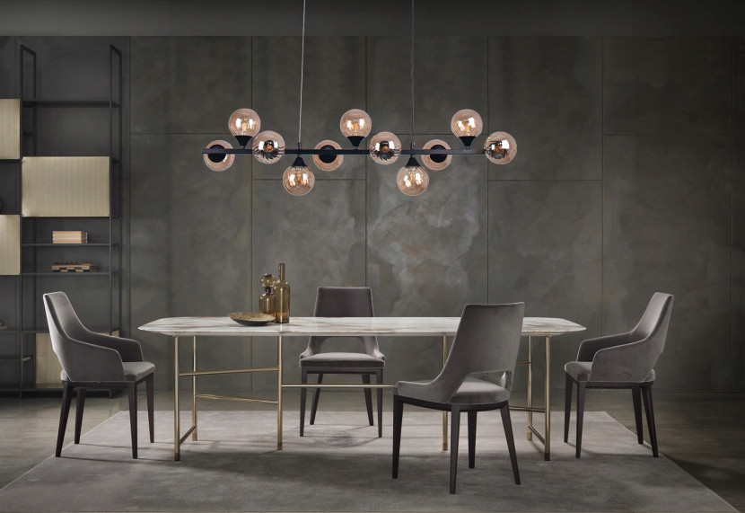 Lampa Sufitowa Wisząca Do Salonu Czarna 11 Kul Szklanych