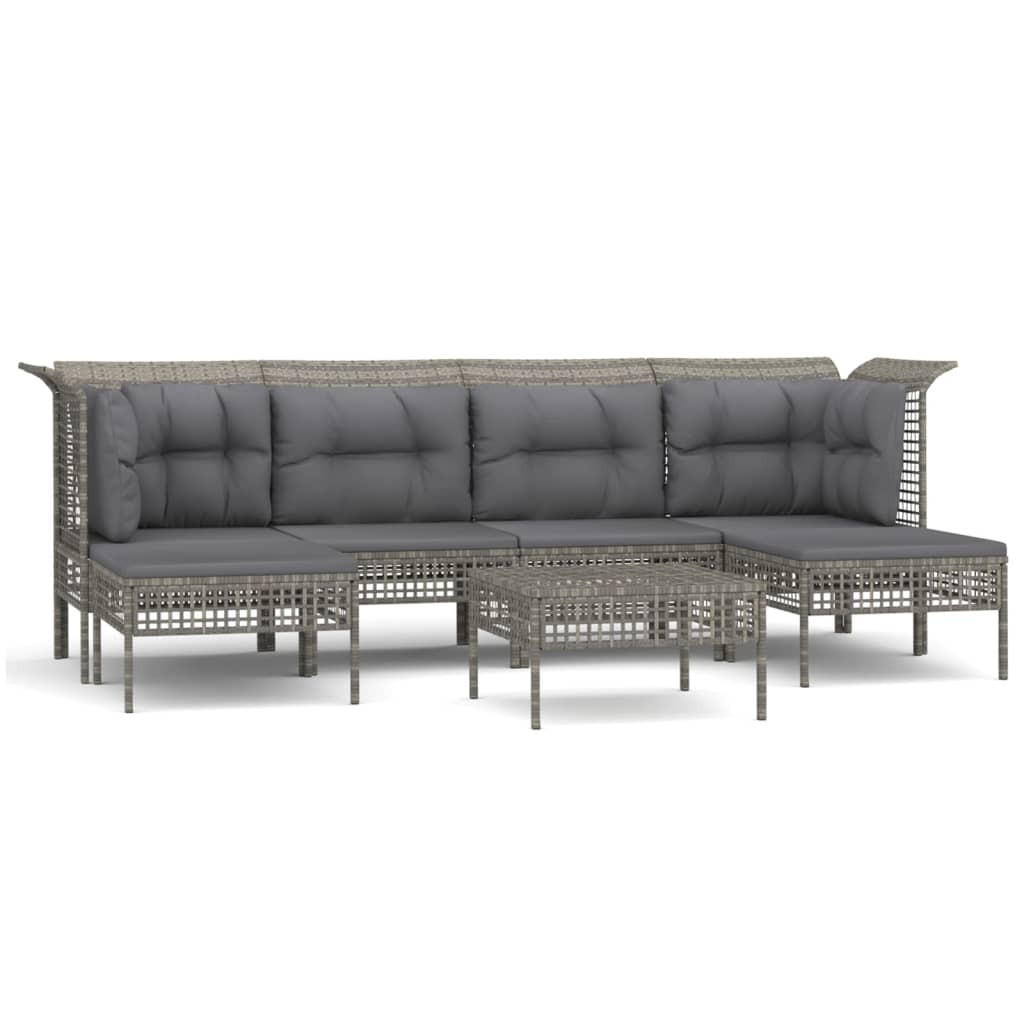 Zestaw wypoczynkowy do ogrodu Szary Technorattan 2x sofa narożna   2x