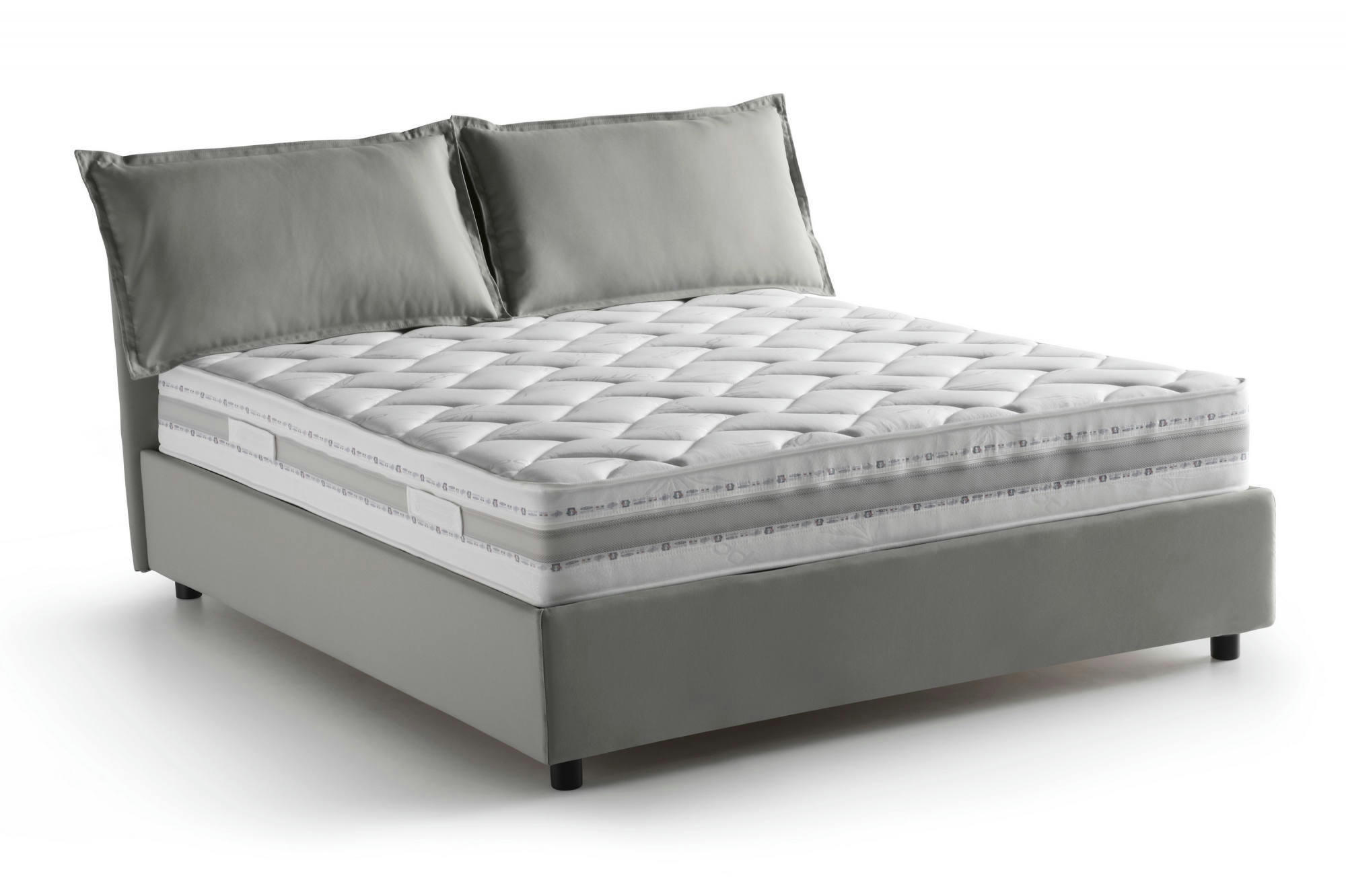 DMELOTT - Lit coffre 140x190 cm en tissu gris