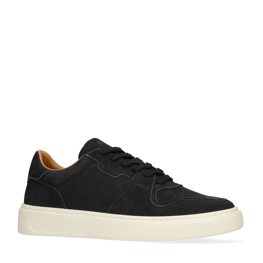 Manfield Zwarte nubuck sneakers