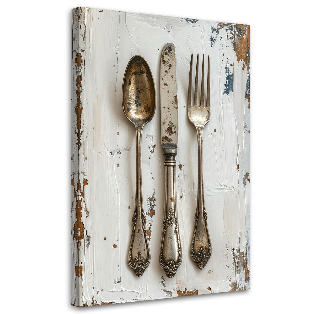 Obraz do kuchni jadalni salonu, Sztućce w stylu shabby chic 20x30