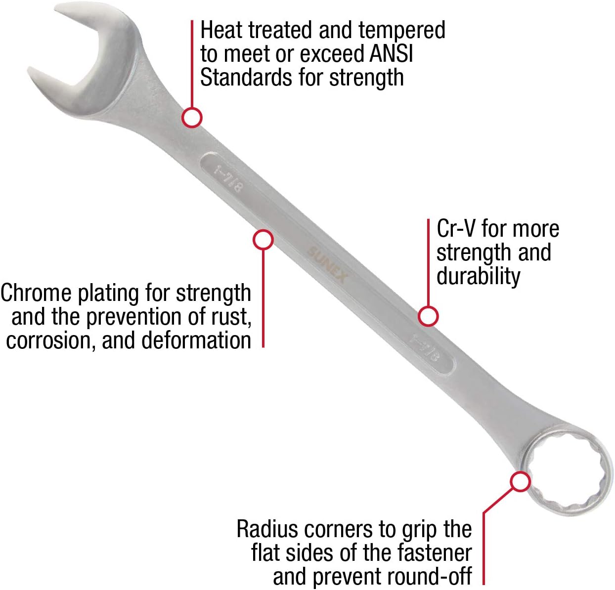 Sunex Tools 9707 Jumbo Fractional Combination Wrench Set, 7Piece (Includes Roll-Case), SAE Jumbo Combination Wrench Set