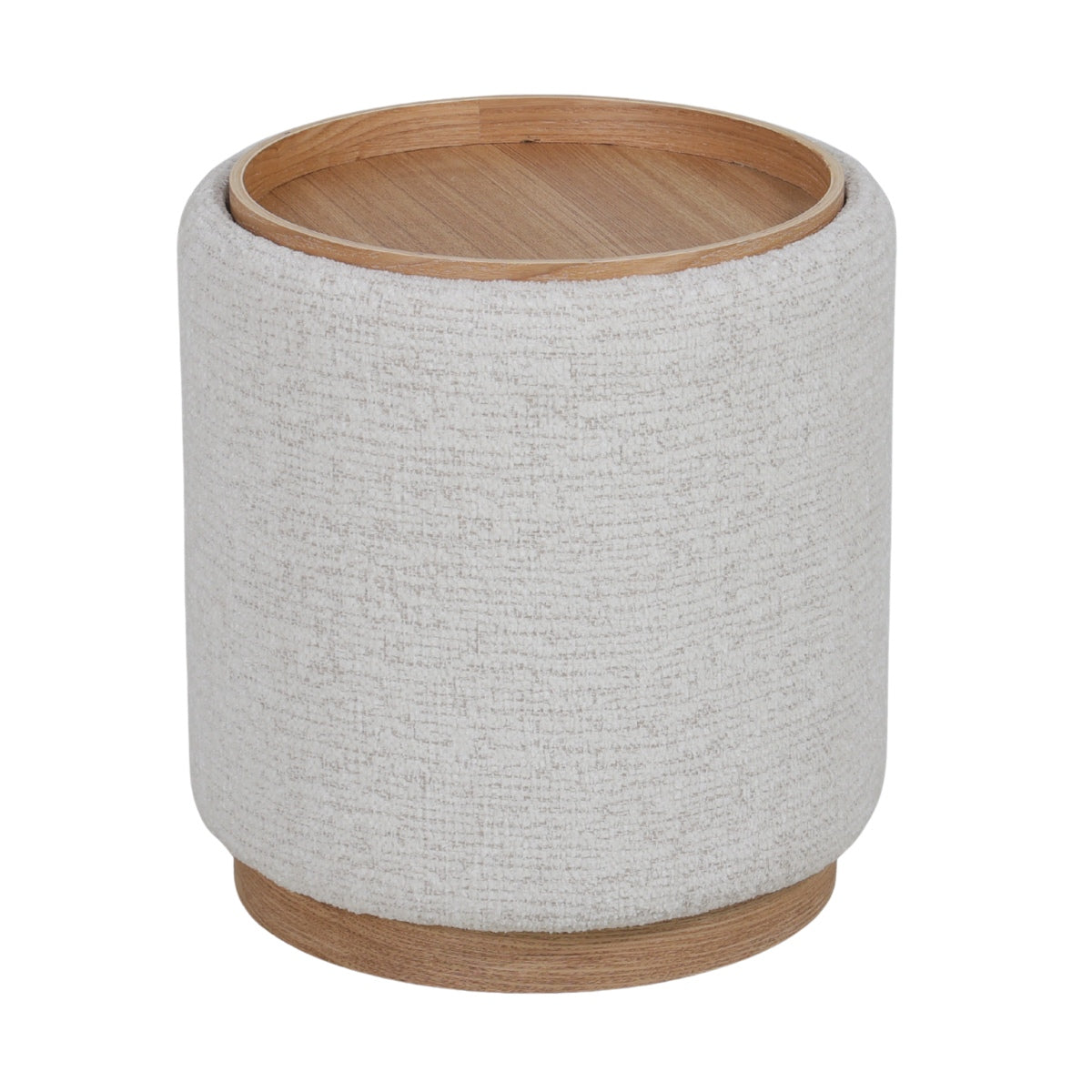 DÉJA Living Bijzettafel Marcia - Rond Beige/Naturel - Incl. Opbergruimte - Ø40cm