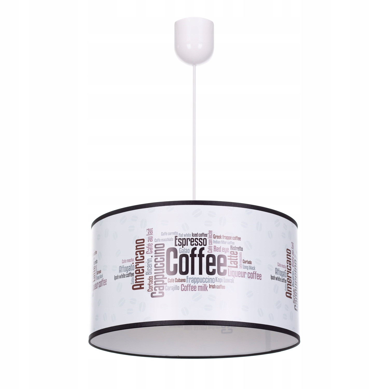 Lampa wisząca sufitowa żyrandol nadruk abażur kawa kawiarnia