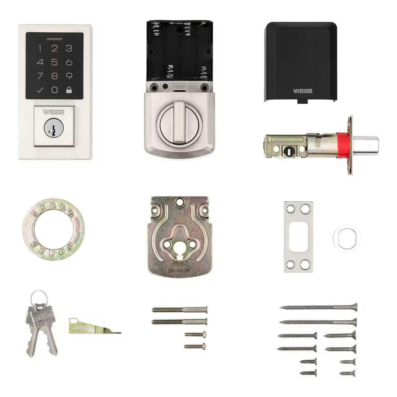 Weiser Smartcode Contemporary Touchpad Electronic Deadbolt Door Lock, Satin Nickel