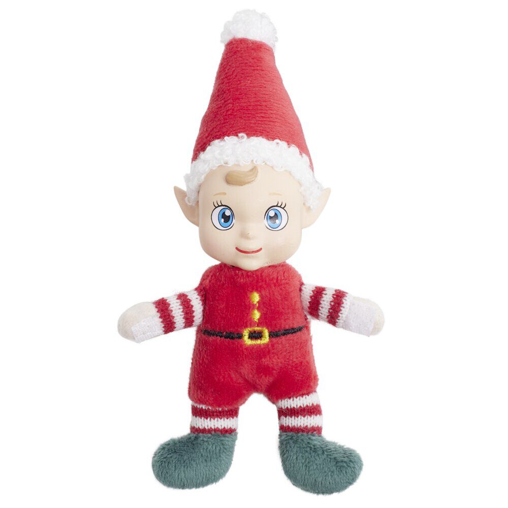 Lutin farceur bébé feutrine rouge et blanc H14,5cm