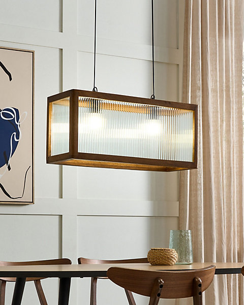 Lampe suspension PENNA Bois de manguier Marron