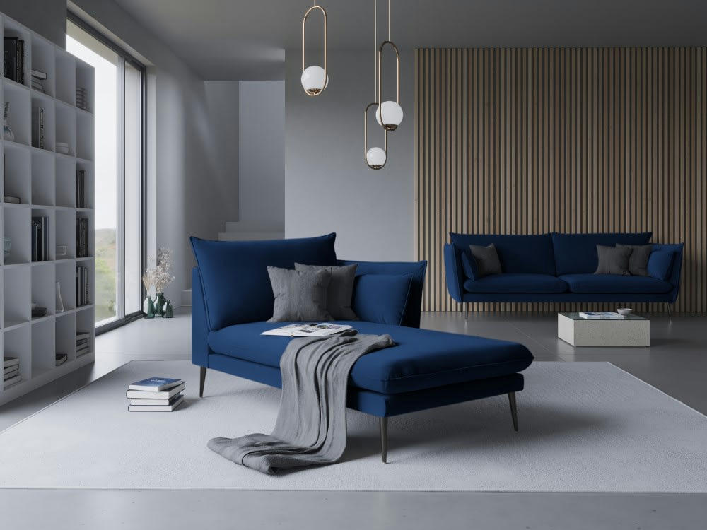 AGATE - Méridienne en velours bleu roi