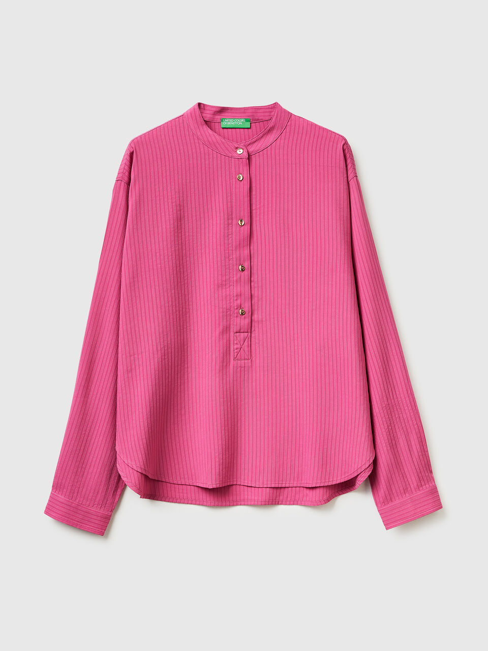 Striped blouse with mandarin collar