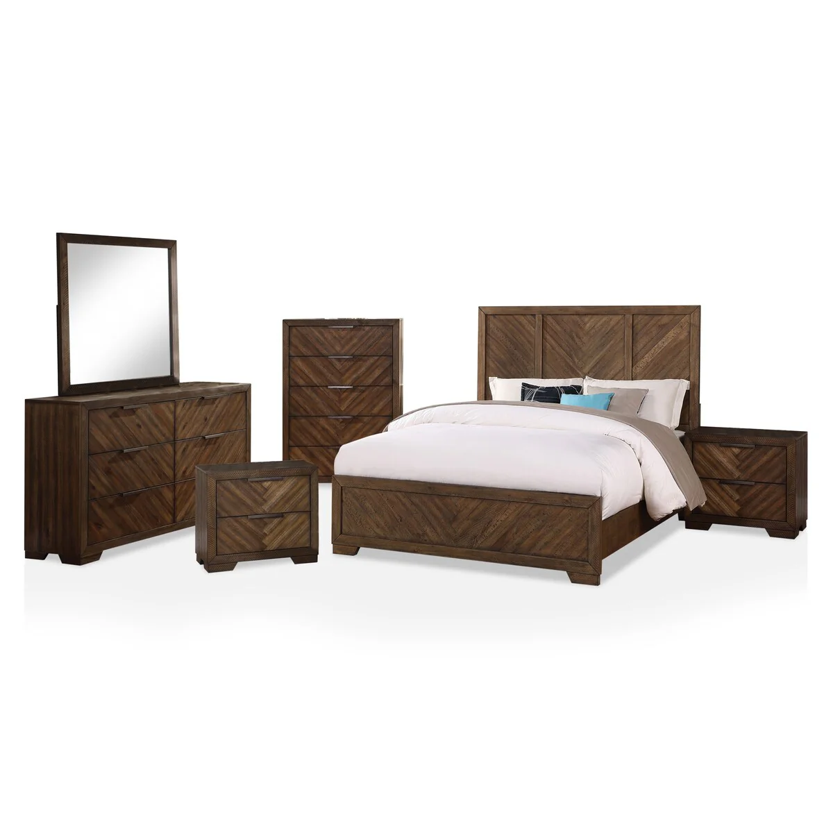 Furniture of America Marzen Rustic Walnut 6-piece Bedroom Set