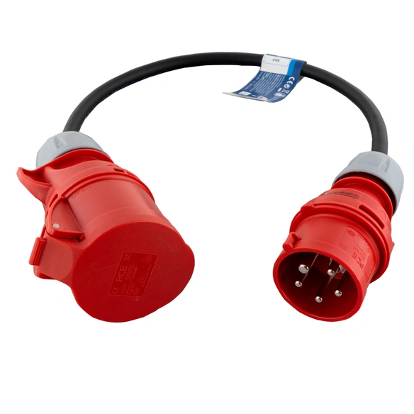 CEE-Verlängerung, Adapterleitung CEE-Stecker 16A auf CEE-Kupplung 32A H07RN-F 0,8m