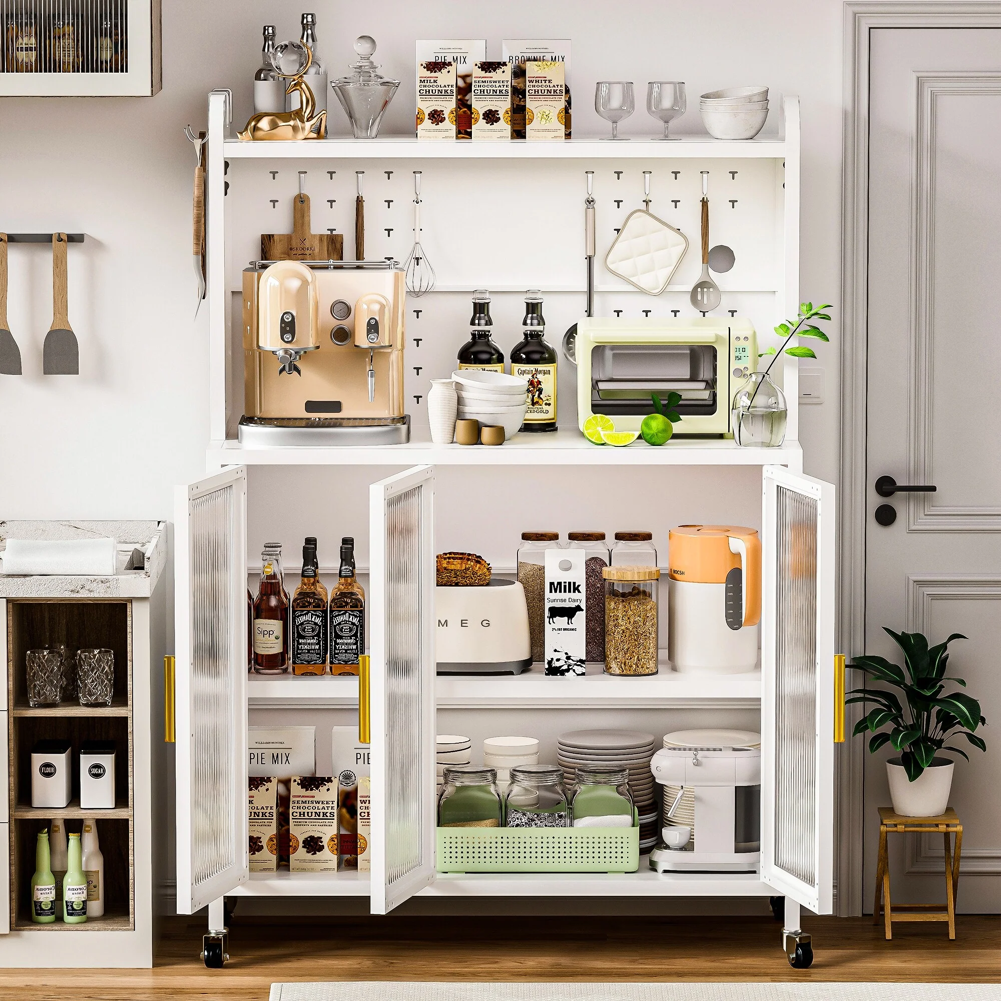 Carbon Steel Kitchen Storage Cabinets(no include stool)