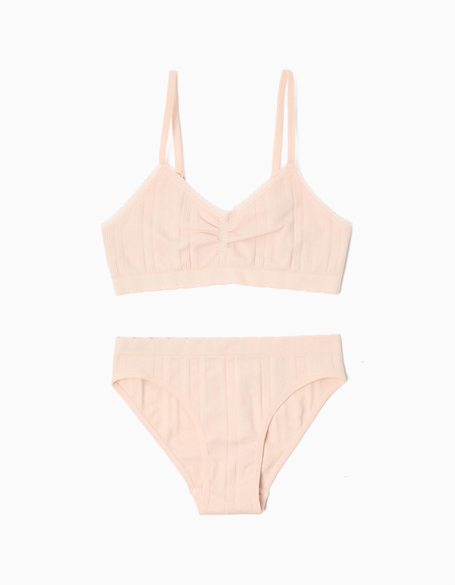 Conjunto Soutien e Cuecas, Menina, Rosa Claro