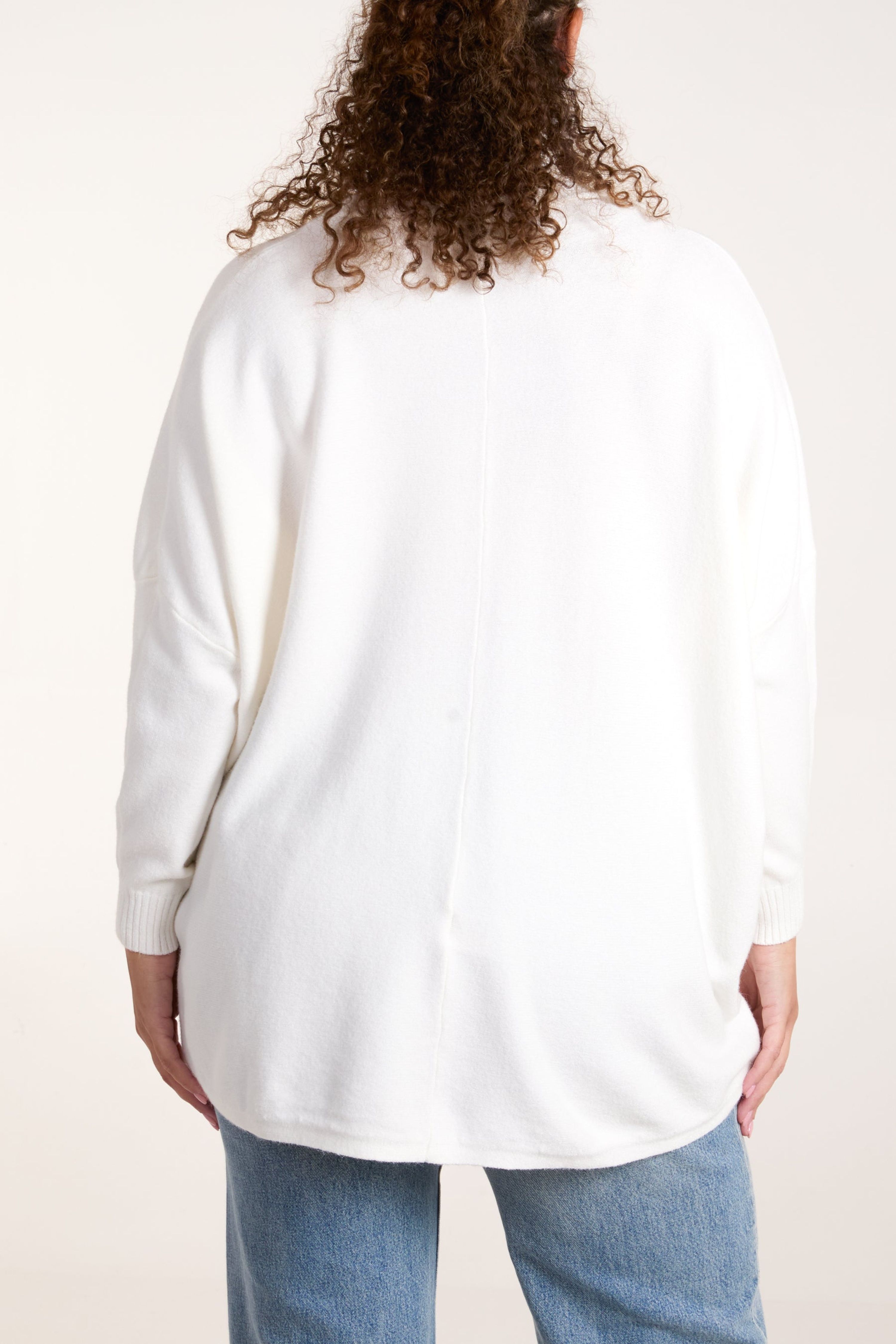 Blue Vanilla Off White Round Neck Pocket Jumper