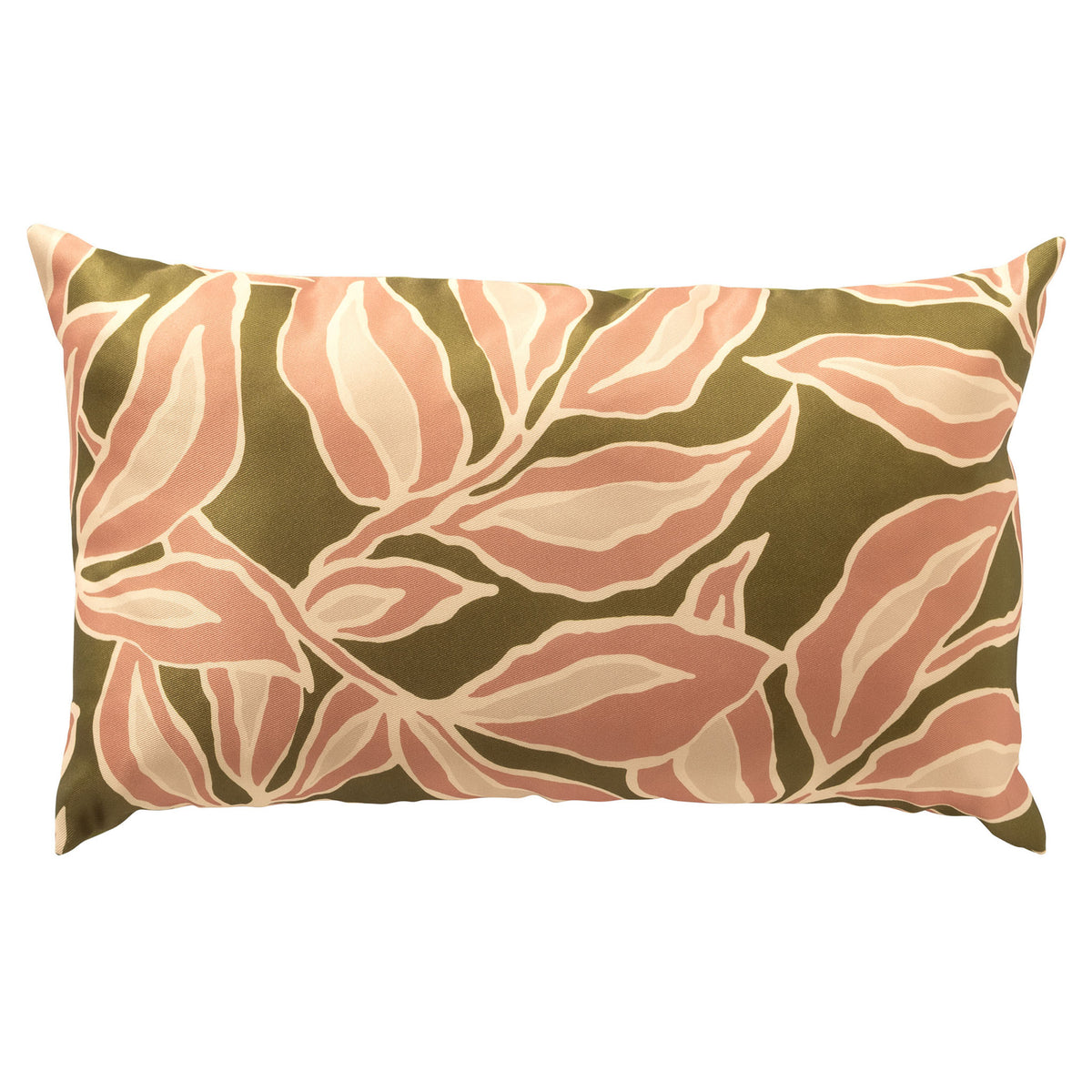 ELARA - buitenkussen 30x50 cm - bladmotief - Muted Clay - roze, groen, beige