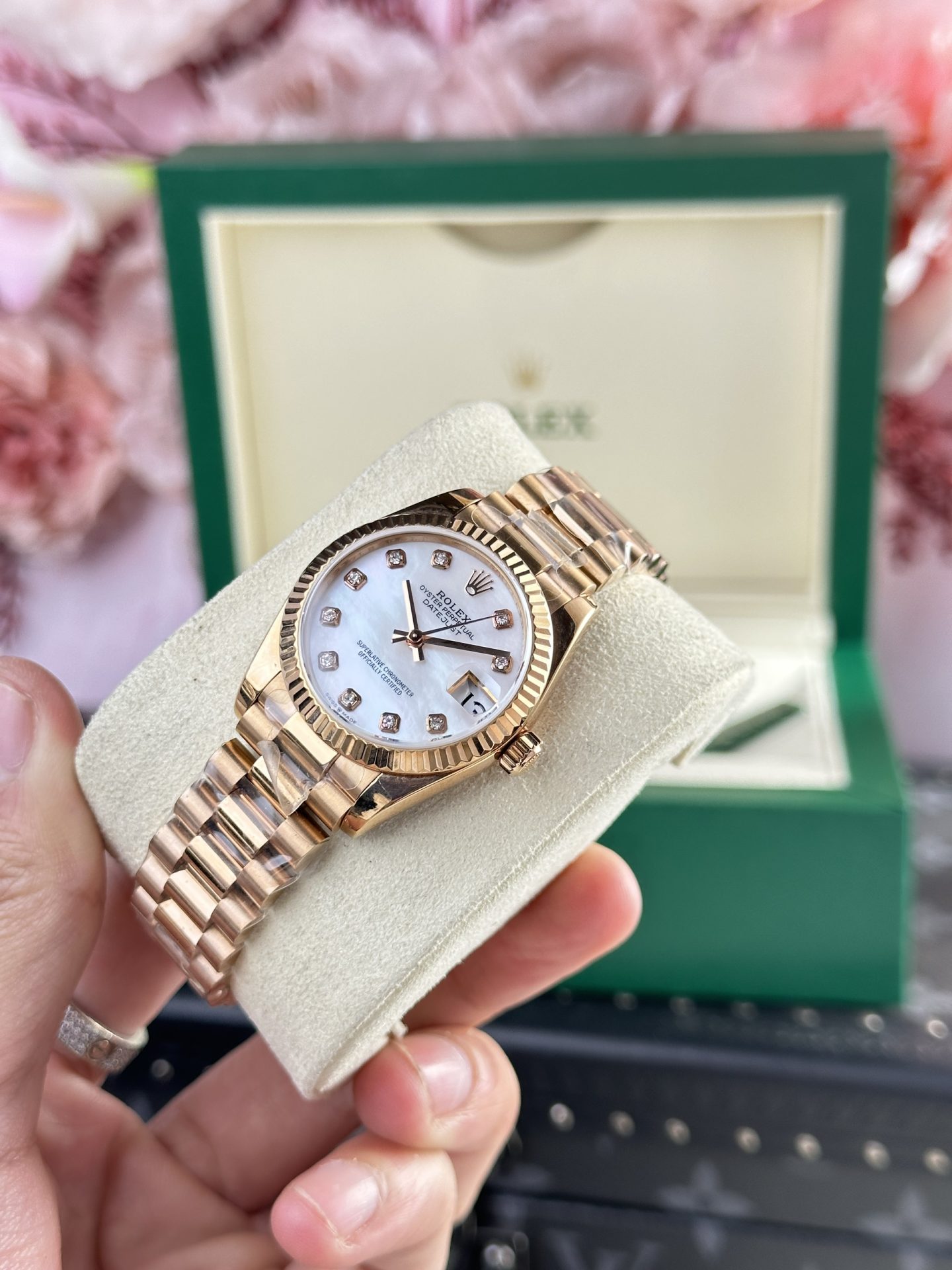 Rolex Datejust 278275 RG Plated MOP Dial CZ Diamonds 31mm AAA Replica