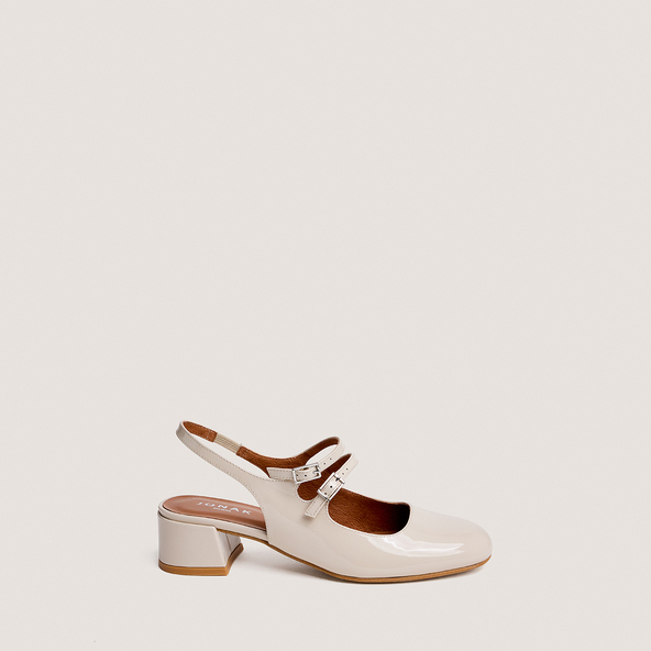 Babies slingbacks à doubles bridesen vernis écru | DRIBBLE