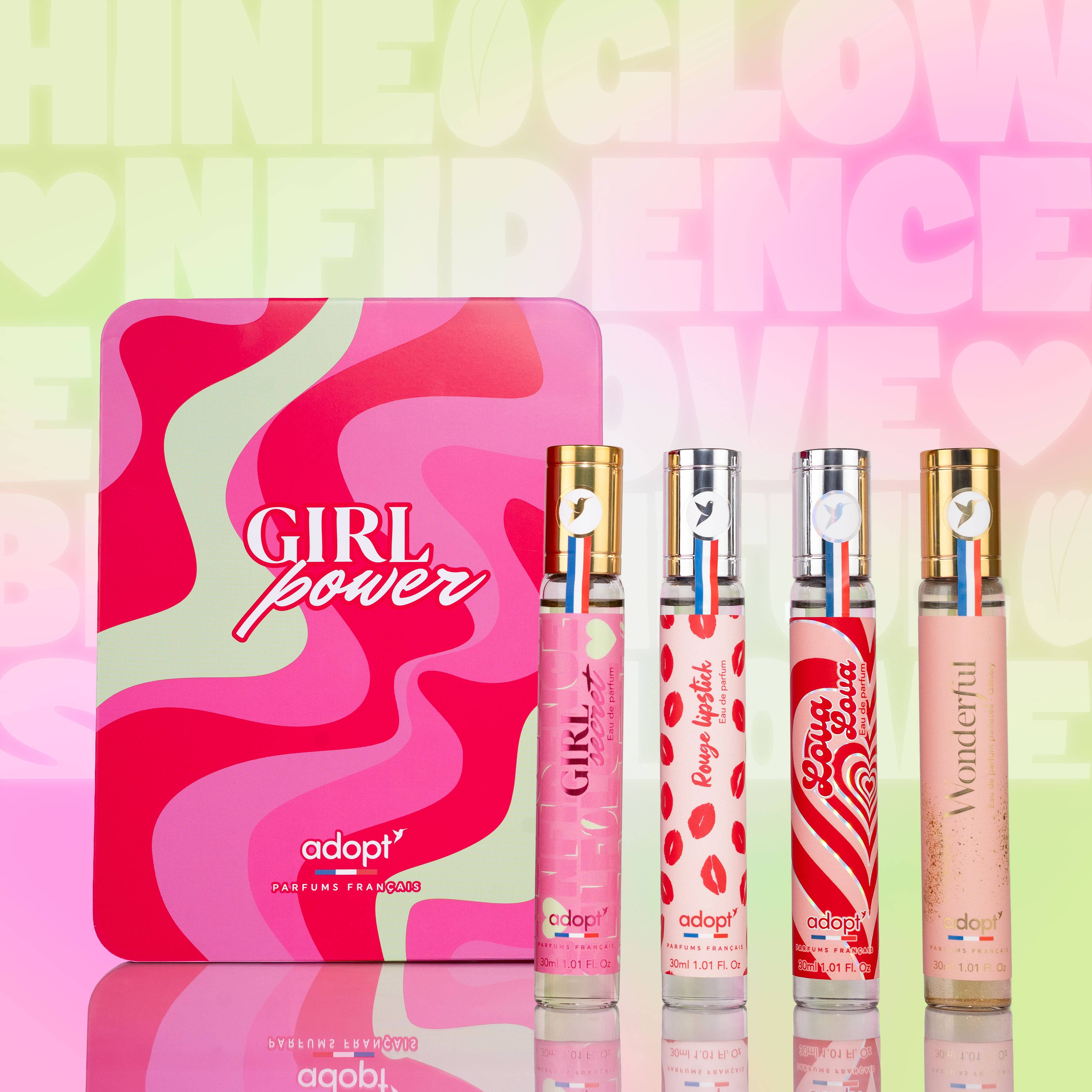 Girl PowerCoffret métal 4 eaux de parfum 30 ml - Girl Secret   Rouge Lipstick   Lova Lova   Wonderful
