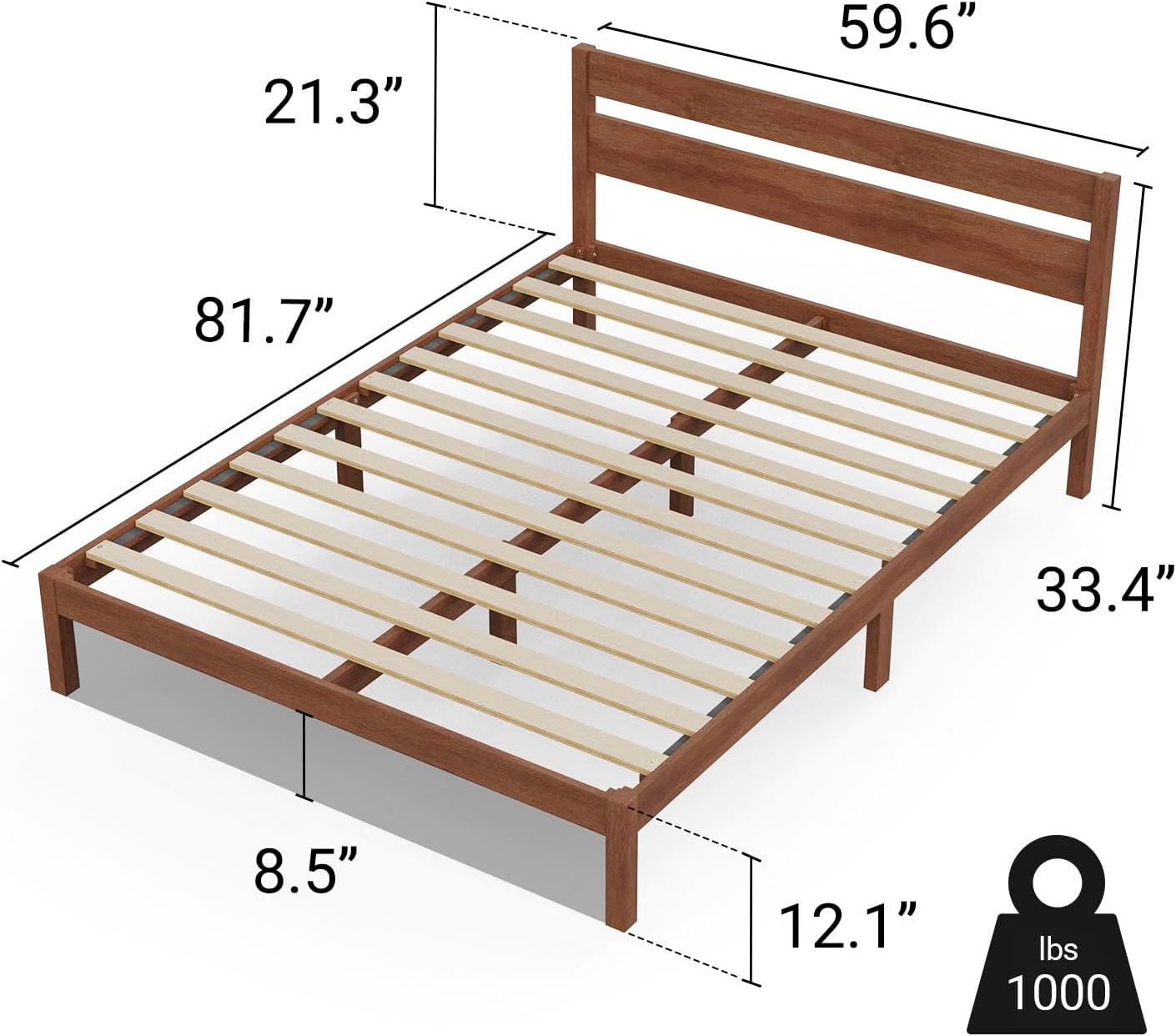 LIFEMENT Queen Classic Wood Platform Bed Frame, Headboard, Essential, Noise Free, Under Bed Storage, No Box Spring Needed, Easy Assembly