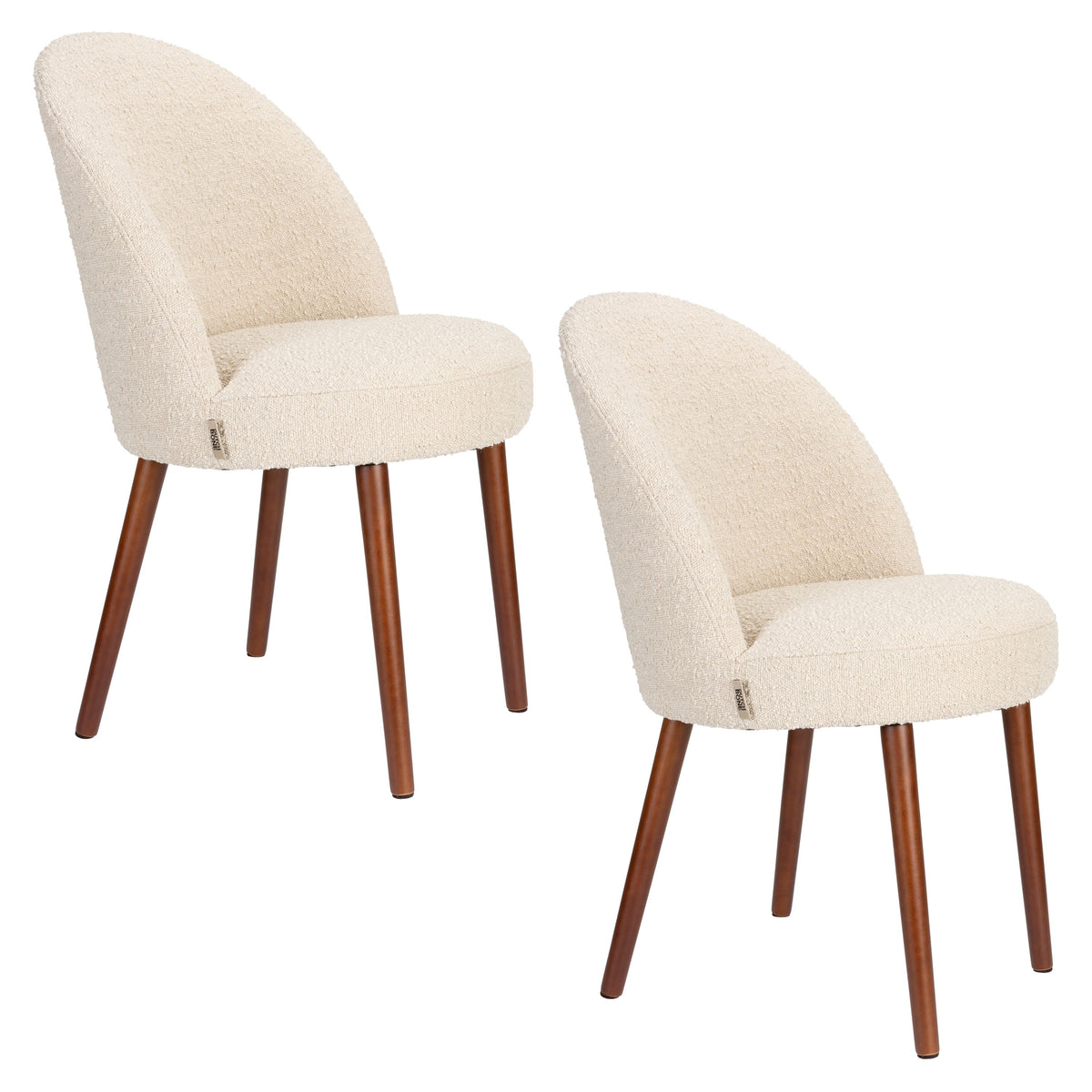 Dutchbone Barbara Eetkamerstoelen Bouclé Beige - Set van 2