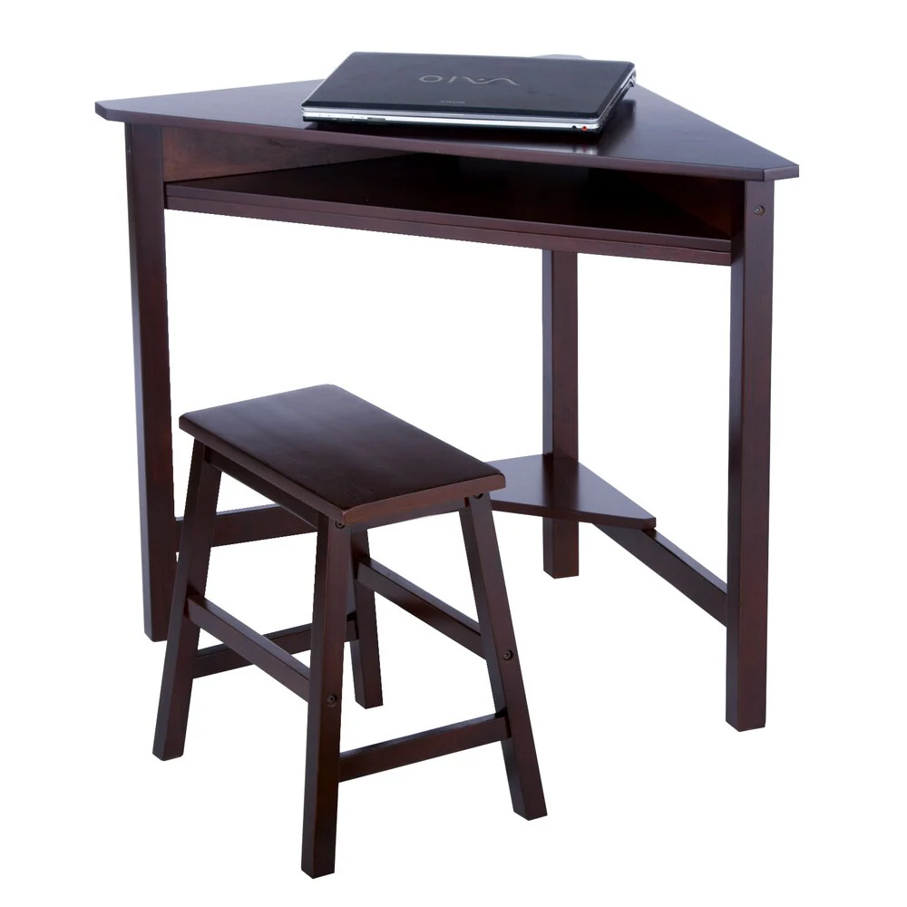 Dark Espresso Corner Desk and Bench Set