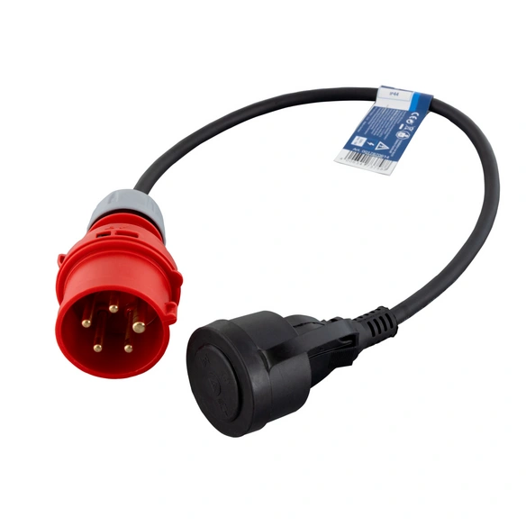 CEE-Verlängerung, Adapterleitung CEE-Stecker auf Schutzk-Kupplung H07RN-F 0,8m schwarz
