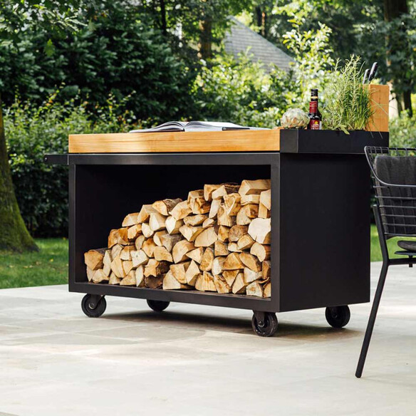 Table Mise en Place Noire Pro 135 Bois de Teck - Ofyr