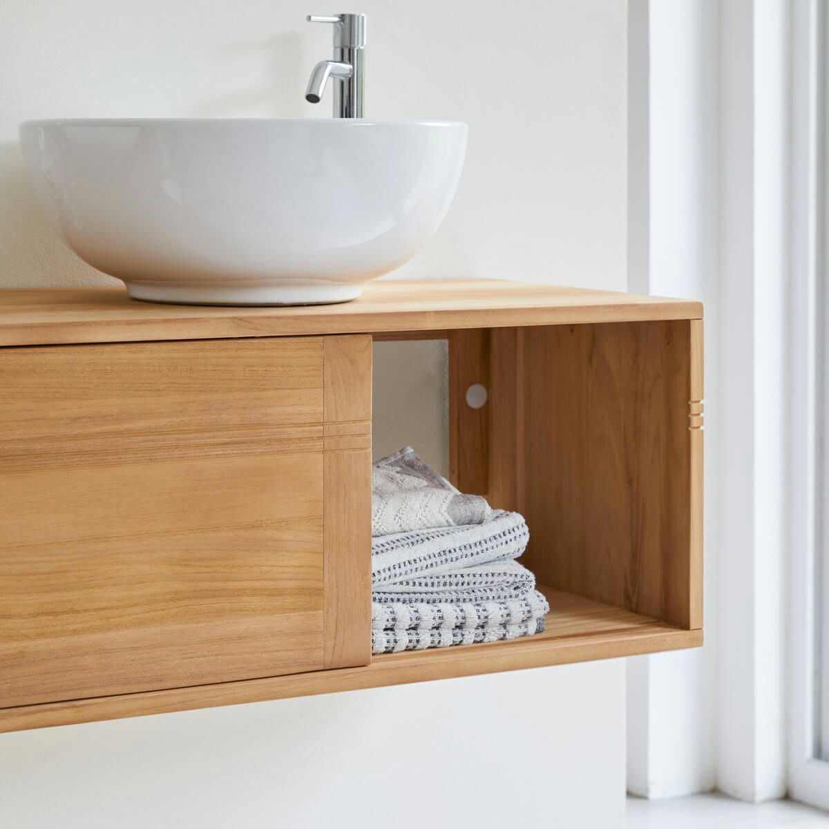 BASIC - Meuble sous vasque en teck massif 140 cm