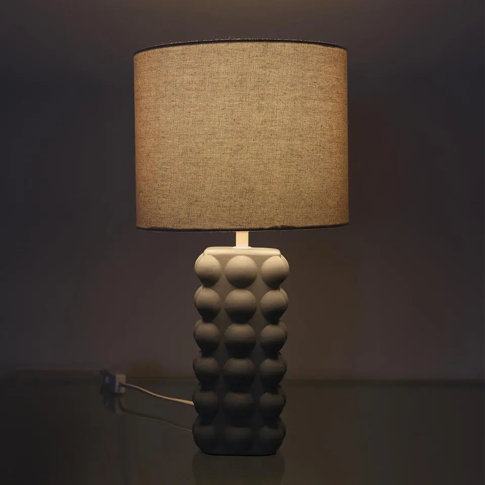 Home deco factory Tafellamp keramisch - taupe - 3D textuur