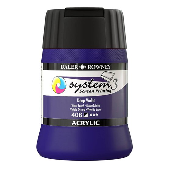 Daler-Rowney System3 Deep Violet Screen Printing Acrylic Ink 250ml