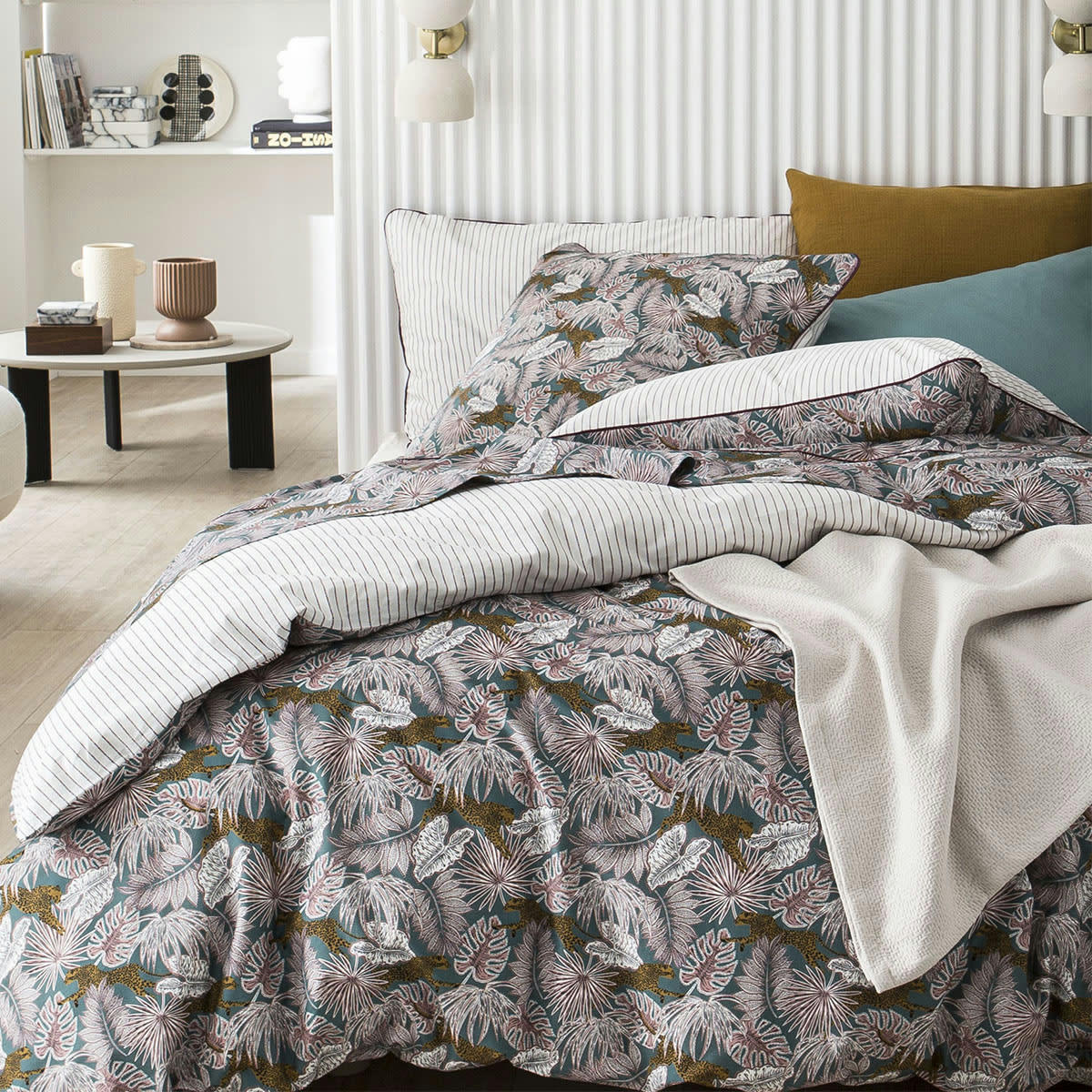 LUXURIA - Parure de lit en percale de coton multicolore 240x220