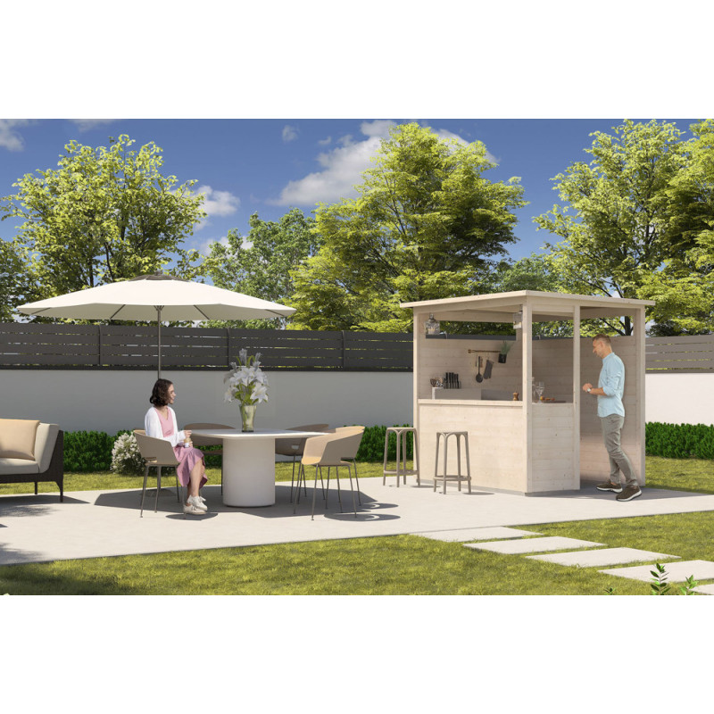 Abri cuisine d'extérieur Safran en bois 19 mm 2,3 x 1,82 m DÉCOR ET JARDIN