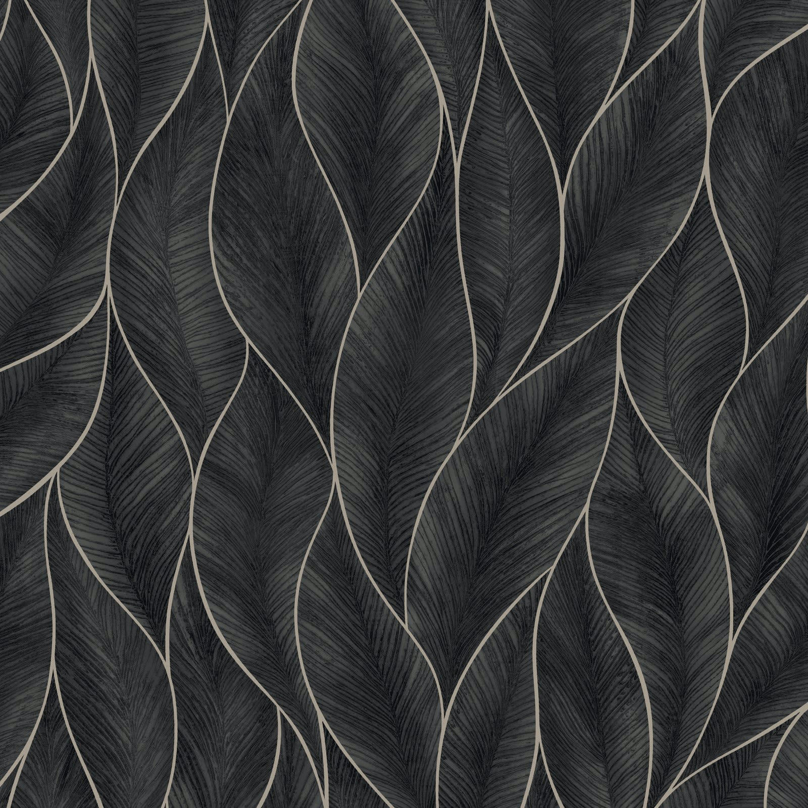 - papier peint mur feuillage anthracite 1005x52cm