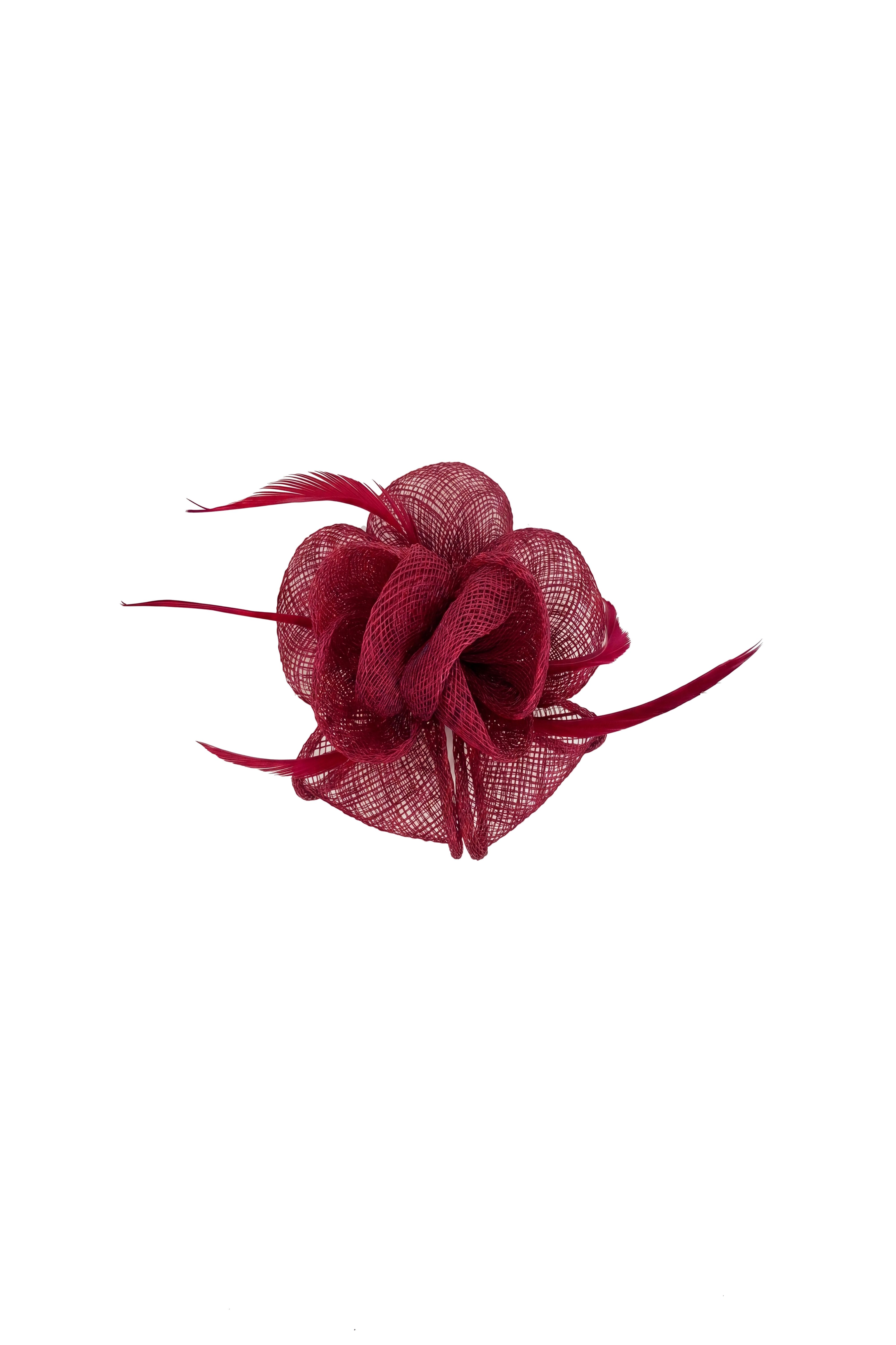 Vellin Small Sanity Flower Fascinator with Feather – Brooch & Hair Clip