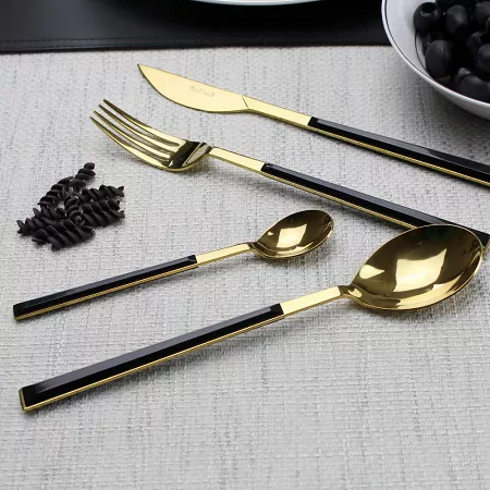 Komplet sztućców 24 cz. na 6 osób PINTI1929 - Sushi Anniversary Gold&Black (2.5 mm) - pudełko 23.17Z0.K091.K24