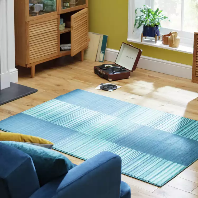 Habitat Abstract Stripe Blue Cut Pile Rug - 120x170cm