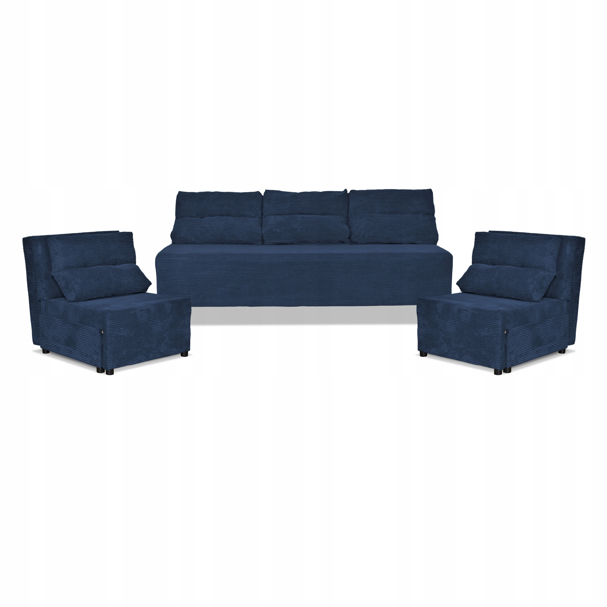 Zestaw KIMO funkcja spania sofa fotele Family Meble granatowy Anafi sztruks