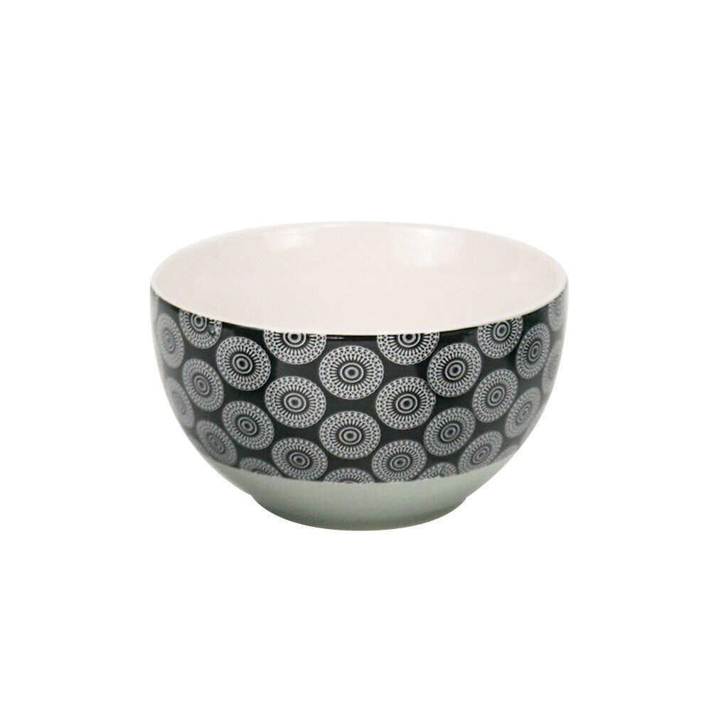 Bol en porcelaine motif rosace noir blanc