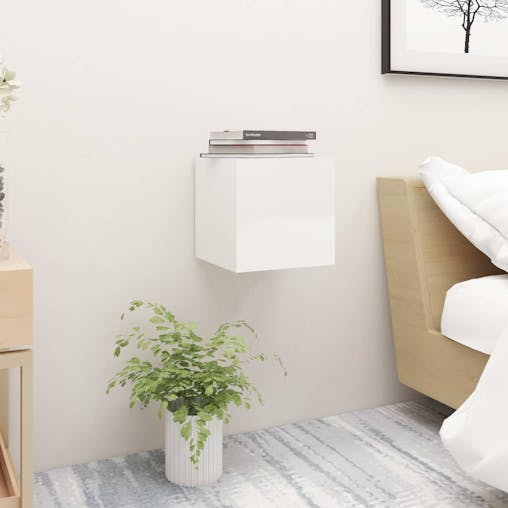 NNEVL Bedside Cabinet High Gloss White 30.5x30x30 cm Chipboard