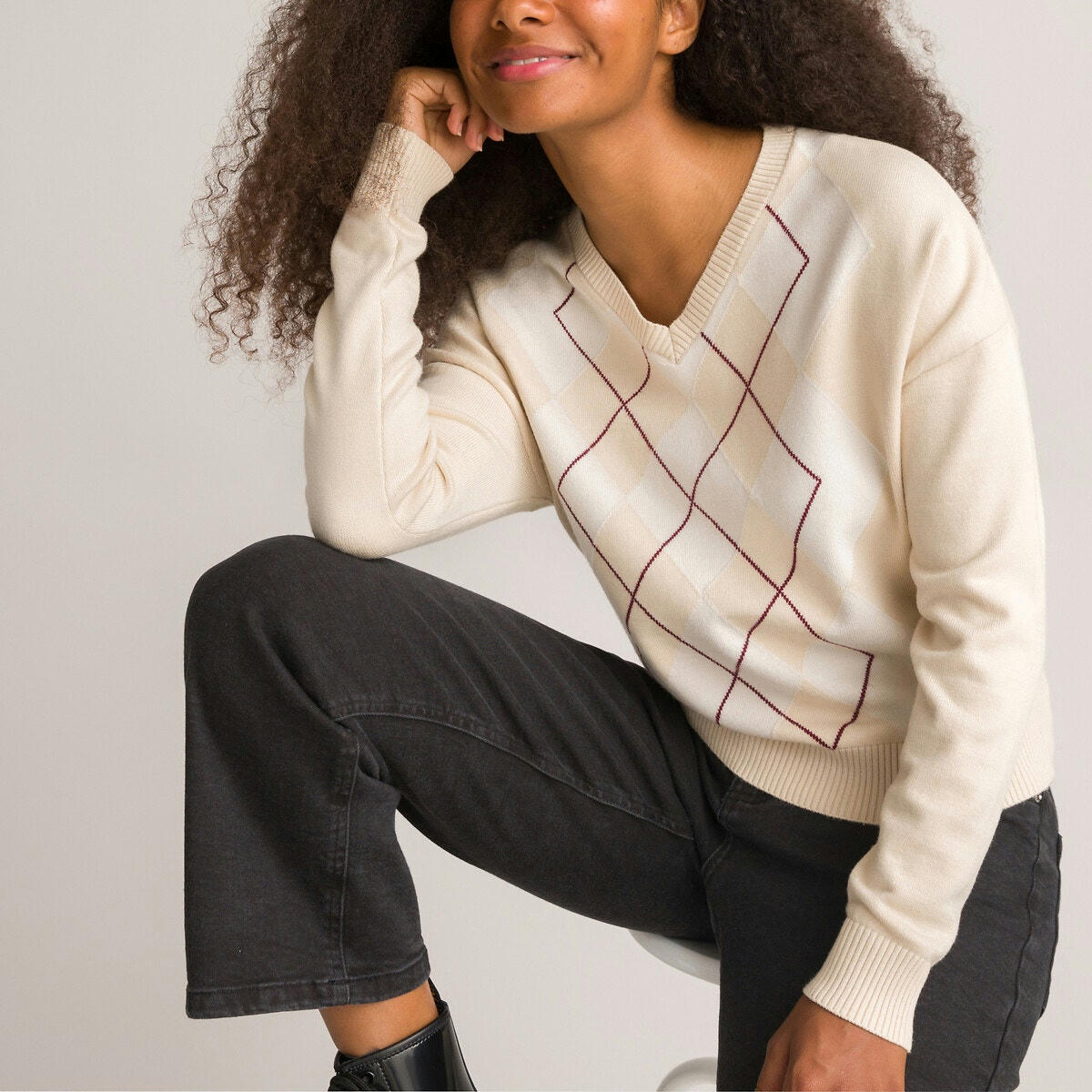 Pull losange col V