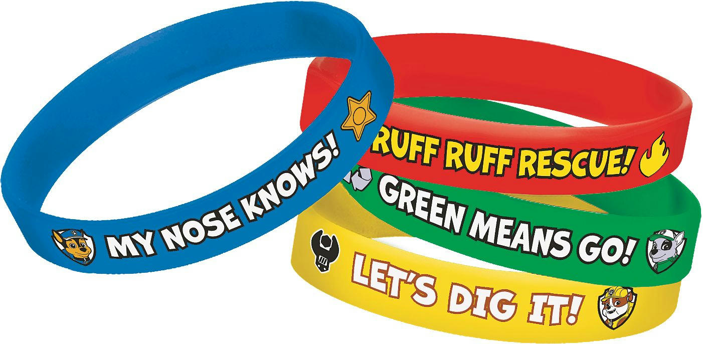 Nickelodeon PAW Patrol Light-Up Bracelets, Blue/Red, One Size, 4-pk, Wearable Favours  for Birthdays