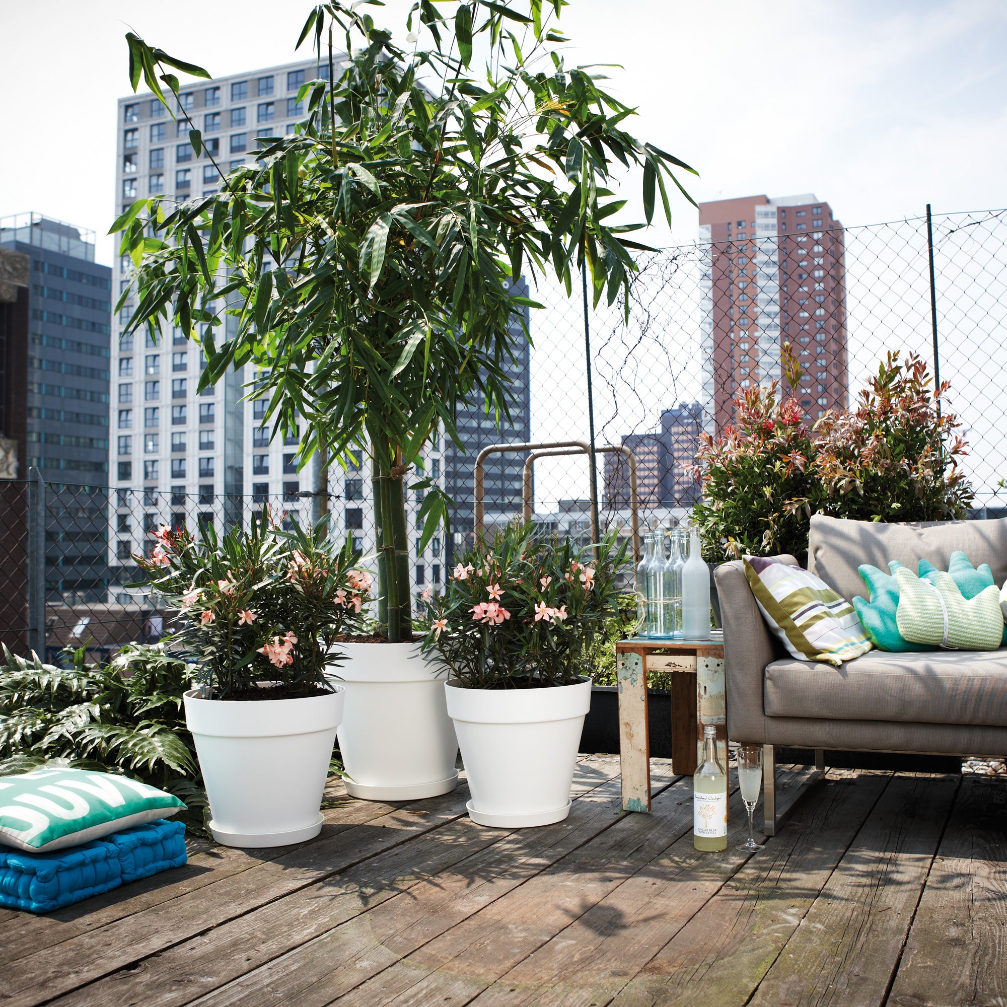 elho Loft Urban Round Bloempot 50 cm met Wielen - 100% gerecycled kuns