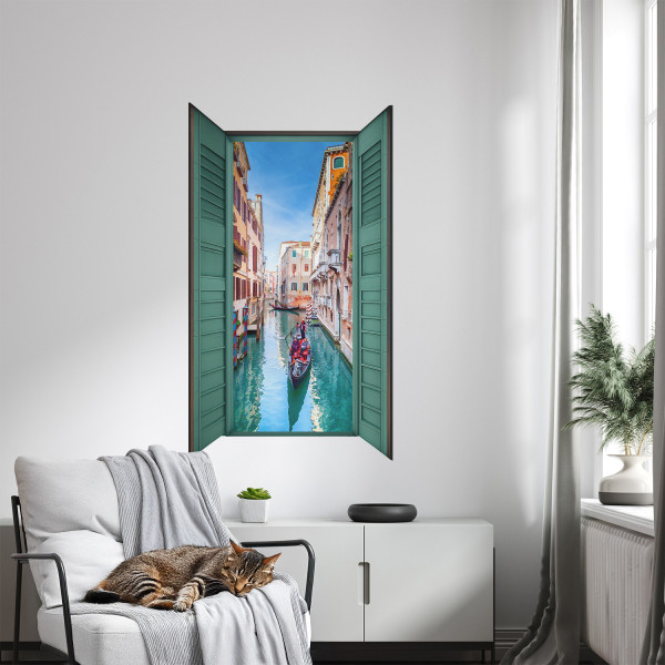 Naklejka dziura 3D malowniczy kanał efekt w ścianie 46x80