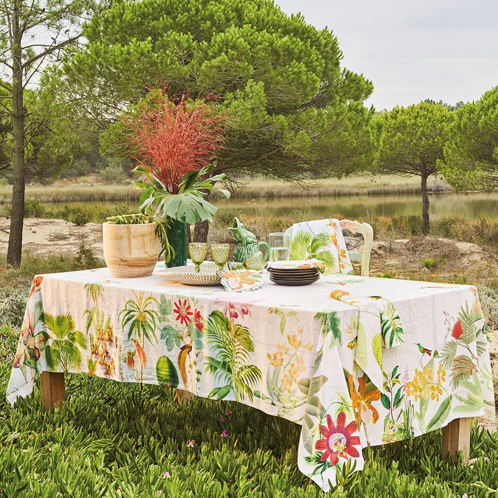 ESCALES PARADIS - Nappe carrée  métis lin & coton multicolore 115x115 cm